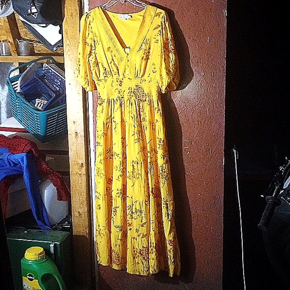Women's yellow floral dress